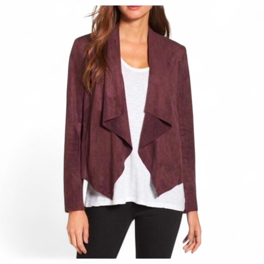 KUT FROM THE KLOTH Plum Faux Suede Tayanita Drape Jacket - Medium